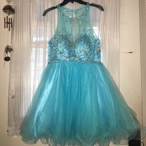 Teal Mini Dress with rhinestones